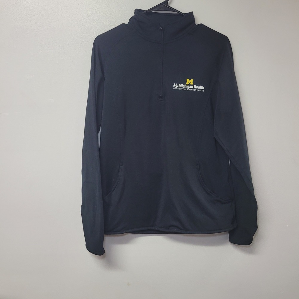 Sport-Tek Womens My Michigan Health Quarter Zip Pullover Black Medium